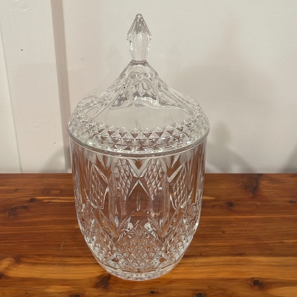 NWT Celebrations by Mikasa Crystal Savanna 9.75" Biscuit Barrel Jar - Picture 2 of 8